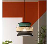 Luce Ambiente Design Gazebo hanging light, green/black/natural, Ø 40 cm, fabric/rattan