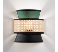 Luce Ambiente Design Gazebo wall lamp, green/black/natural, 24 cm, fabric/rattan