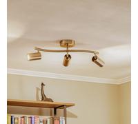 Lucea Ceiling spotlight Spotte, antique brass, 3-bulb
