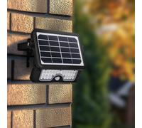 Luceco Solar Powered LED Outdoor Floodlight with PIR Motion Sensor, Security Light, Exterior Lighting, Angular Design, Adjustable, Guardian, Black, IP65, 5W, 550lm, 4000K, LEXSF6B40