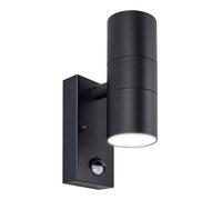 Luceco Azurar Up/down Ip44 Gu10 Wall Light With Pir Sensor Black