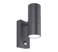 Luceco Slate Grey Stainless Steel Exterior Decorative Gu10 Up or Down Wall Light with Pir Motion Sensor - Ip44