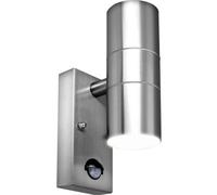 Luceco Azurar Up/down Ip44 Gu10 Wall Light With Pir Sensor Stainless Steel