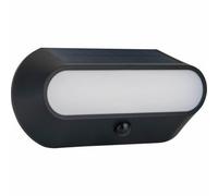 Luceco Carina Bulkhead Black Solar-Powered Led 5W Pir With Motion Sensor Oval Outdoor Wall Light