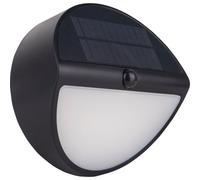 Luceco Carina Bulkhead Black Solar-Powered Led 5W Pir With Motion Sensor Round Outdoor Wall Light