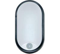 Luceco EBEO10P40-01 Eco Oval Bulkhead LED Lighting with PIR Motion Sensor, Blac