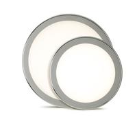 Luceco Eco Indoor LED Bulkhead Light, Decorative Interior Lighting, Round, White/Polished Chrome, IP54, 17W, 1650lm, 4000K, EBH28S40