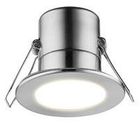 Luceco Eco Matt Silver Stainless Steel Effect Fixed Led Fire-Rated Warm White Downlight 5W Ip65