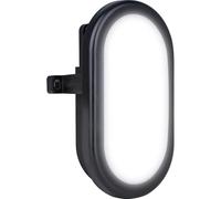 Luceco Eco Mini Outdoor LED Bulkhead Light, Decorative Exterior Lighting, Oval, Black, IP54, 5.5W, 450lm, 4000K, EBE5O40B