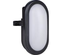 Luceco Eco Mini Outdoor LED Bulkhead Light, Decorative Exterior Lighting, Oval, Black, IP54, 5.5W, 450lm, 4000K, EBE5O40B