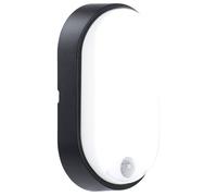 Luceco Eco Outdoor LED Bulkhead Light with PIR Motion Sensor, Decorative Exterior Lighting, Oval, Black, IP54, 10W, 700lm, 4000K, EBEO10P40