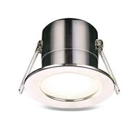 Luceco F-Eco GU10 Standard Fixed Dimmable Downlight, 5 Watts, 3000K Colour Temperature, Polished Chrome