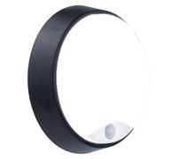 Luceco Eco Outdoor LED Bulkhead Light with PIR Motion Sensor, Decorative Exterior Lighting, Round, Black, IP54, 10W, 700lm, 4000K, EBER10P40