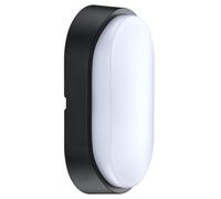 Luceco Eco Outdoor LED Bulkhead Light, Decorative Exterior Lighting, Oval, Black, IP54, 10W, 700lm, 4000K, EBEO10S40