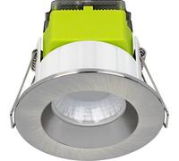 Luceco Ftype Mk2 Brushed Steel Effect Fixed Led Fire-Rated Cool & Warm Downlight 6W Ip65