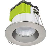 Luceco Ftype Mk2 Brushed Steel Effect Fixed Led Fire-Rated Warm White Downlight 6W Ip65, Pack Of 6