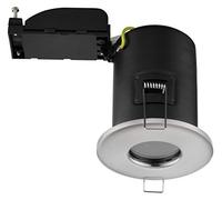 Luceco IP65 Fixed Fire Rated GU10 Downlight, Brushed Steel