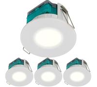 Luceco LED Flat Downlight, Warm White Light Colour Temperature, Fir Dimmable, Spotlight for Bathrooms and Kitchens, FType Essence, White, IP65, 5W, 515lm, 3000K, EFT5W30 (Pack of 4)