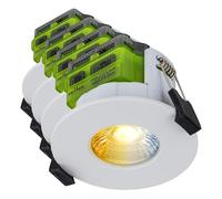 Luceco LED Flat Downlight with Power Change and 4 Colour Change Temperature Options (CCT), Fir Spotlight for Kitchen and Bathroom, FType MK2, White, IP65, 4W/6W, 750lm, 6000K-2700K, FTF6WCCT
