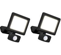 Luceco Outdoor Security LED Floodlight with PIR Motion Sensor for Driveways, Walkways and Gardens, Fit & Tilt Multi-Positioning, Exterior Lighting, Essence, Black, IP65, 10W, 1050lm, 4000K, EFLD10B40P