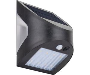Luceco Prysm Non-Adjustable Black Battery & Solar-Powered Led 3W Pir With Motion Sensor Square Outdoor Wall Light