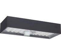 Luceco Solar Powered LED Outdoor Wall Light with PIR Motion Sensor, Security Light, Exterior Lighting, Brick Design, Slate Grey, IP65, 6W, 900lm, 3000K, LEXSBR80G30