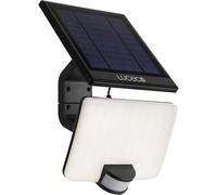 Luceco Solar Powered LED Outdoor Floodlight with PIR Motion Sensor, Security Light, Exterior Lighting, Angular Design, Adjustable, Guardian, Black, IP65, 11W, 1500lm, 4000K, LEXSF15B40