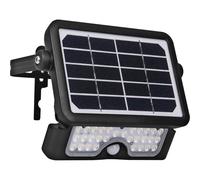 Luceco Solar Powered LED Outdoor Floodlight with PIR Motion Sensor, Security Light, Exterior Lighting, Angular Design, Adjustable, Guardian, Black, I