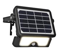 Luceco Solar Powered LED Outdoor Floodlight with PIR Motion Sensor, Security Light, Exterior Lighting, Angular Design, Adjustable, Guardian, Black, IP65, 5W, 550lm, 4000K, LEXSF6B40