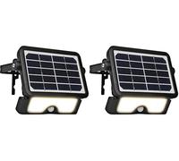 Luceco Solar Powered LED Outdoor Floodlight with PIR Motion Sensor, Security Light, Exterior Lighting, Angular Design, Adjustable, Guardian, Black, IP65, 5W, 550lm, 4000K, LEXSF6B40 (Pack of 2)