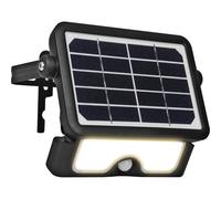 Luceco Solar Powered LED Outdoor Floodlight with PIR Motion Sensor, Security Light, Exterior Lighting, Angular Design, Adjustable, Guardian, Black, I