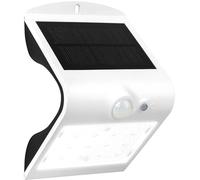 Luceco Solar Powered LED Outdoor Wall Light with PIR Motion Sensor, Security Light, Exterior Lighting, Curved Design, Adjustable, Guardian, White, IP44, 1.5W, 220lm, 4000K, LEXS22W40