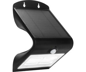Luceco Solar Powered LED Outdoor Wall Light with PIR Motion Sensor, Security Light, Exterior Lighting, Curved Design, Adjustable, Guardian, Black, IP44, 3.2W,400lm, 4000K, LEXS40B40