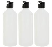 Lucemill 3 x 500ml Empty Plastic Bottles with Black Flip Top Lids - Refillable HDPE Bottles for Liquids, Shampoos, Conditioners, Cleaning Solutions, Crafts & More - BPA Free, Reusable & Durable
