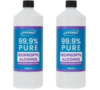 Lucemill 99.9% Isopropyl Alcohol | 2 x 1 Litre | Super Strength IPA First Aid Antiseptic | 99.9% Isopropyl Alcohol | Clear Liquid