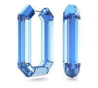 Swarovski Octagon Hoop Earrings, Fully Cut Blue Crystal with a Subtle Aluminium Fastner, from the Lucent collection