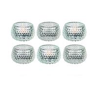 Lucenté Chunky Clear Glass Bubble Dots Tealight Candle Holder - Set of 6-5.5cm (H) x 8.8cm (Dia)