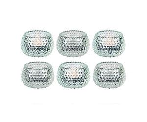 Lucenté Chunky Clear Glass Bubble Dots Tealight Candle Holder - Set of 6-5.5cm (H) x 8.8cm (Dia)