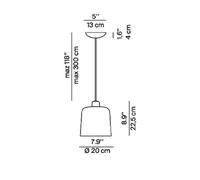Luceplan Zile pendant light dove grey matt, Ø 20cm