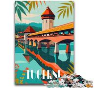 Lucerne Reflections Jigsaw Puzzles for Teenagers 1000 Pieces, Family Activity with Matching Poster And Trivia Sheet for Age 14+ 1000pcs(50x75cm)