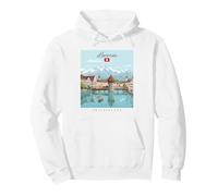 Lucerne Switzerland Scenic View Artwork Travel Souvenir Pullover Hoodie
