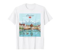 Lucerne Switzerland Scenic View Artwork Travel Souvenir T-Shirt