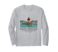 Lucerne Switzerland Skyline Souvenir Bridge Chapel Men Women Long Sleeve T-Shirt