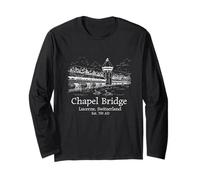 Lucerne Switzerland Skyline Souvenir Bridge Chapel Men Women Long Sleeve T-Shirt