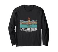 Lucerne Switzerland Skyline Souvenir Bridge Chapel Men Women Long Sleeve T-Shirt