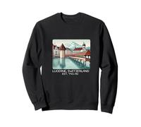 lucerne switzerland Skyline Souvenir Bridge Chapel Men Women Sweatshirt