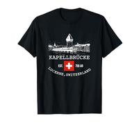 Lucerne Switzerland Skyline Souvenir Bridge Chapel Men Women T-Shirt