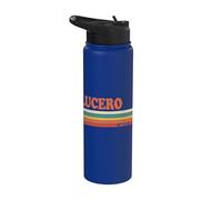 Lucero Retro Personalized First Name Vintage Stripes Stainless Steel Insulated Water Bottle