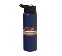 Lucero Retro Personalized First Name Vintage Stripes Stainless Steel Insulated Water Bottle