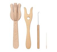 Lucet Tool | Lucet Wooden Hook Kit 4 Pieces Weaving Tools with Big Eyes Needle Knitting Fork Set Lucet Hook Kit